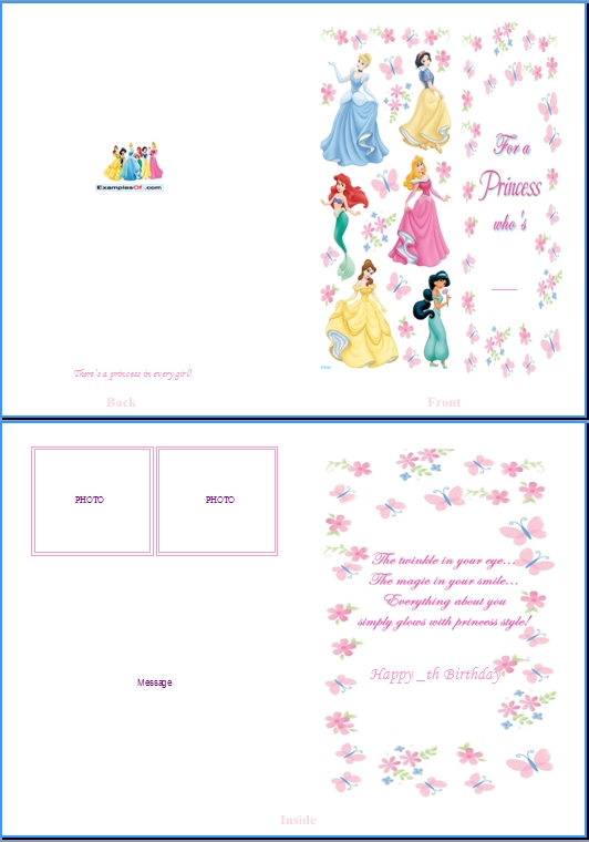 Example of Kids Card:Disney Princess
